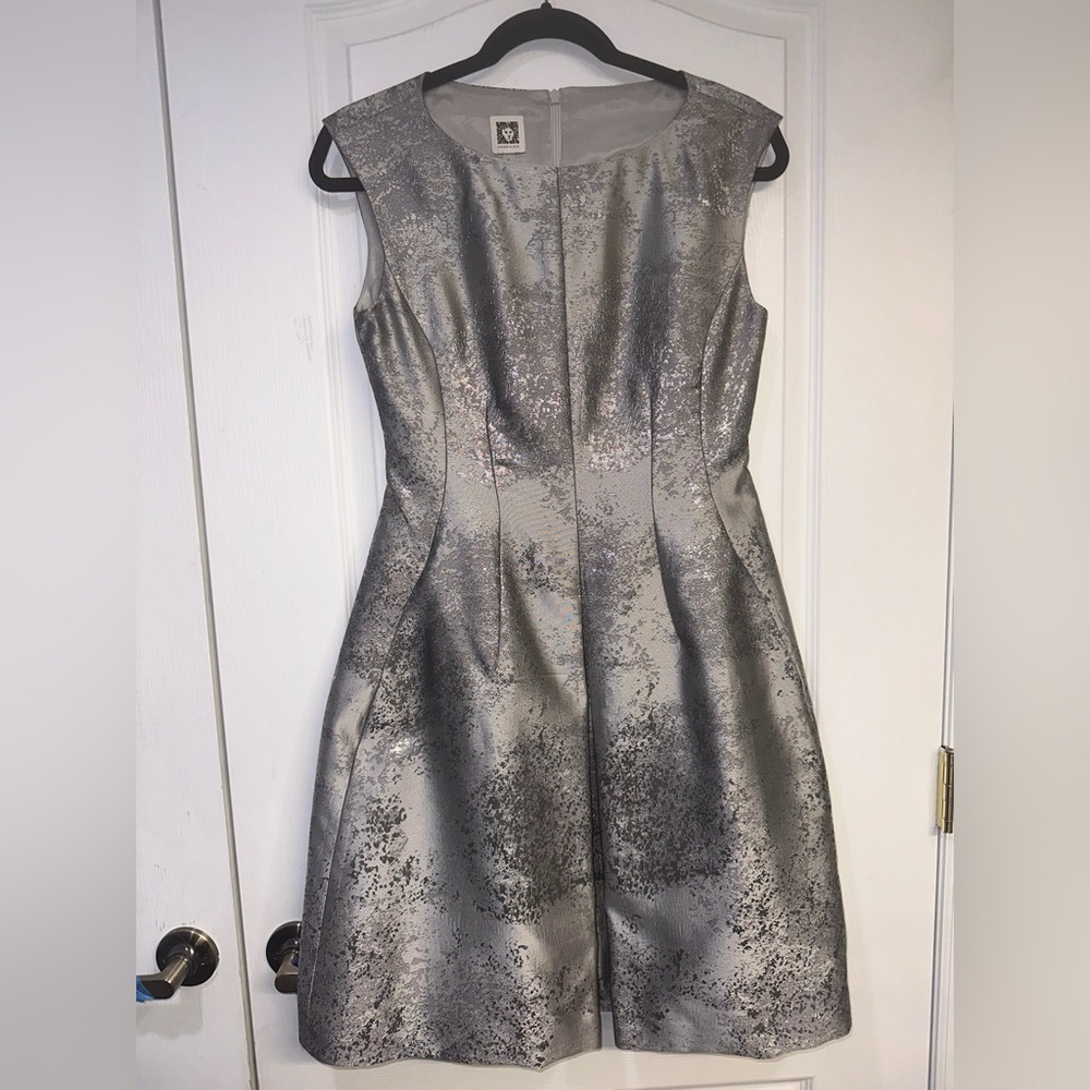 Anne Klein Shimmering Silver Mini Dress